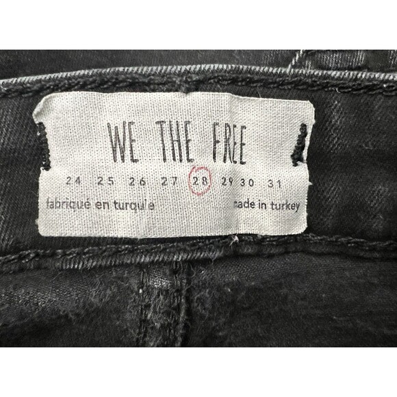 Free People We The Free Jeans Women's Sz 28 Mid-Rise Skinny Black Raw Hem - Picture 12 of 13